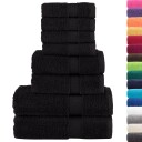  Premium håndklesett 8 deler SOLUND svart 600 g/m2