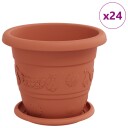 vidaXL Plantepotter 24 stk. Klinker Rød Ø 22 x 18 cm Plast
