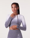 Levity Fade Mesh Seamless Crop LS Light Grey Ombre - S
