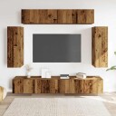 TV-skapsett 6 deler veggmontert gammelt tre konstruert tre 8721158760159
