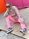 WAVE genser lys petrol/rosa
