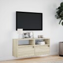  Vegghengt TV-benk med LED sonoma eik 100x31x45 cm 852336