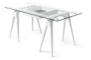 Design House Arco skrivebord hvit lakk, inkl. skuff, glassplate