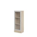 Base reol 1 glassd?r eik struktur dekor, hvit.