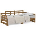 vidaXL Uttrekkbar dagseng honningbrun heltre furu 2x(90x200) cm