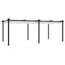  Hagepaviljong med uttrekkbar tak kremhvit 3x6 m aluminium 3217061
