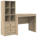  Skrivebord med lagring 2 pcs Sonoma eik 90 x 50 x 76 cm