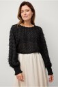Ellos Collection - Chiffonbluse med struktur - Svart