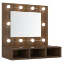 vidaXL Speilskap med LED brun eik 60x31,5x62 cm
