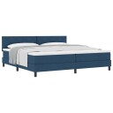  Box Spring Seng med Madrass Blå 200x200 cm Stoff