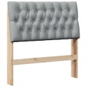  Polstret sengegavl Lysegrå 90 cm Massiv furu