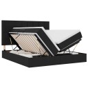  LED lagringseng med madrass Svart 200 x 200 cm Stoff
