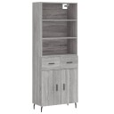 vidaXL Highboard grå sonoma 69,5x34x180 cm konstruert tre 8720845499570