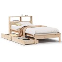  Seng med bokhylle uten madrass 75x190 cm heltre furu 8721158410085