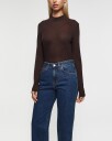Filippa K Lyocell Cashmere Mock Neck Top - Brown - L