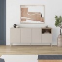 Morlen Konsoll 180x80x41,8 cm - Sandstein og naturlig eik