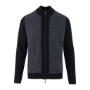 Milton Zip Cardigan Black XL Two-tone wool knit