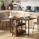 Sammenleggbart spisebord i industridesign for inntil 4 personer åpne hyller fleksibelt metall sponplater brun
