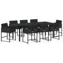 9 delers hagespisestuesett med puter svart poly rotning