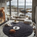 Runde tepper   Brynn Natural Cotton Shaggy svart Størrelse: Ø 200 cm