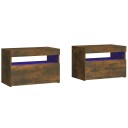 vidaXL Nattbord 2 stk med LED røkt eik 60x35x40 cm
