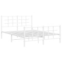 vidaXL Sengeramme i metall med hode- og fotgavl hvit 140x190 cm 8721012304277