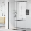 vidaXL Dusjvegg med klart ESG-glass 140x195 cm SVART