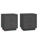 vidaXL Nattbord 2 stk grå 40x34x45 cm heltre furu