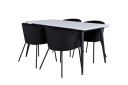 Venture Design Jimmy & Berit spisegruppe Svart/hvit 4 stoler & bord 150 x 90 cm