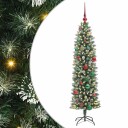  Kunstig Slankt Jule Tre med 150 LED Grønn og hvit 150 cm
