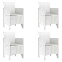 5 Delt Hage Spisebordsett med Puter Hvitt Poly Rattan