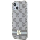 DKNY MagSafe-etui i rutete og striper til iPhone 15/14 Plus - Beige