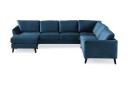 Trend 5 seters Venstrevendt U formet Hjørnesofa med Divan i Fløyel   Blå