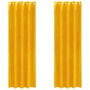  Gardiner med gardiner 2 pcs Sennepsgul 140 x 225 cm Fløyel