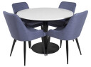 Venture Design Razzia & Plaza spisegruppe Hvit/blå 4 st stoler & bord 106 cm