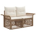 vidaXL Hagemøbelsofa 2 Antall seter Beige polyrotting
