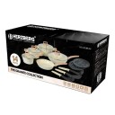 Granitt kokekarsett 14 deler non stick trehåndtak