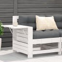  Hagesofa med armlene og sidebord hvit heltre furu 844879
