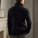 Hand-Tailored Knit Wool-Blend Jacket Navy