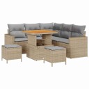 vidaXL Hagesofa Set 9 stk. 6-Antall seter Beige og lys grå polyrotting