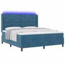  Box Spring Seng med Madrass & LED Mørk Blå 180x200 cm Fløyel