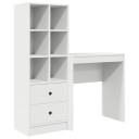vidaXL Skrivebord med skuff med hylle med lagring 2 pcs Hvit