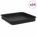vidaXL Firkantet Blomsterbrett 24 stk. Svart 15 x 15 x 2 cm Plast