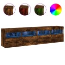 vidaXL TV-benker med LED-lys 2 stk røkt eik 80x30x40 cm 8721012257900