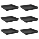 vidaXL Firkantet Blomsterbrett 6 pcs Svart 18 x 18 x 2 cm Plast