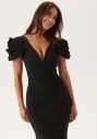 Goddiva Pleated Sleeve Maxi Dress