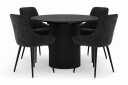 Scandinavian Choice Kopparbo Rund Spisegruppe 106 156cm med 4 Alsarp Spisestoler   Svart