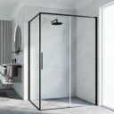 Novellini Riga 2PF Skyvedører Børstet Stål / 177cm Venstre Klart Glass