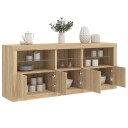 vidaXL Skjenk med LED-lys sonoma eik 162x37x67 cm