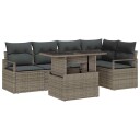  Hagesofa Set med pute 6 pcs Grå polyrotting